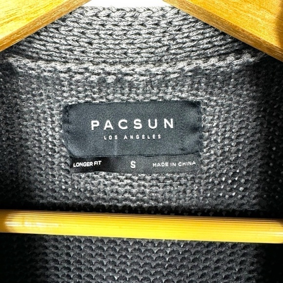 PacSun Open Front Mineral Wash Distressed Cardigan, Smoke Grey, Size Small - Picture 4 of 9